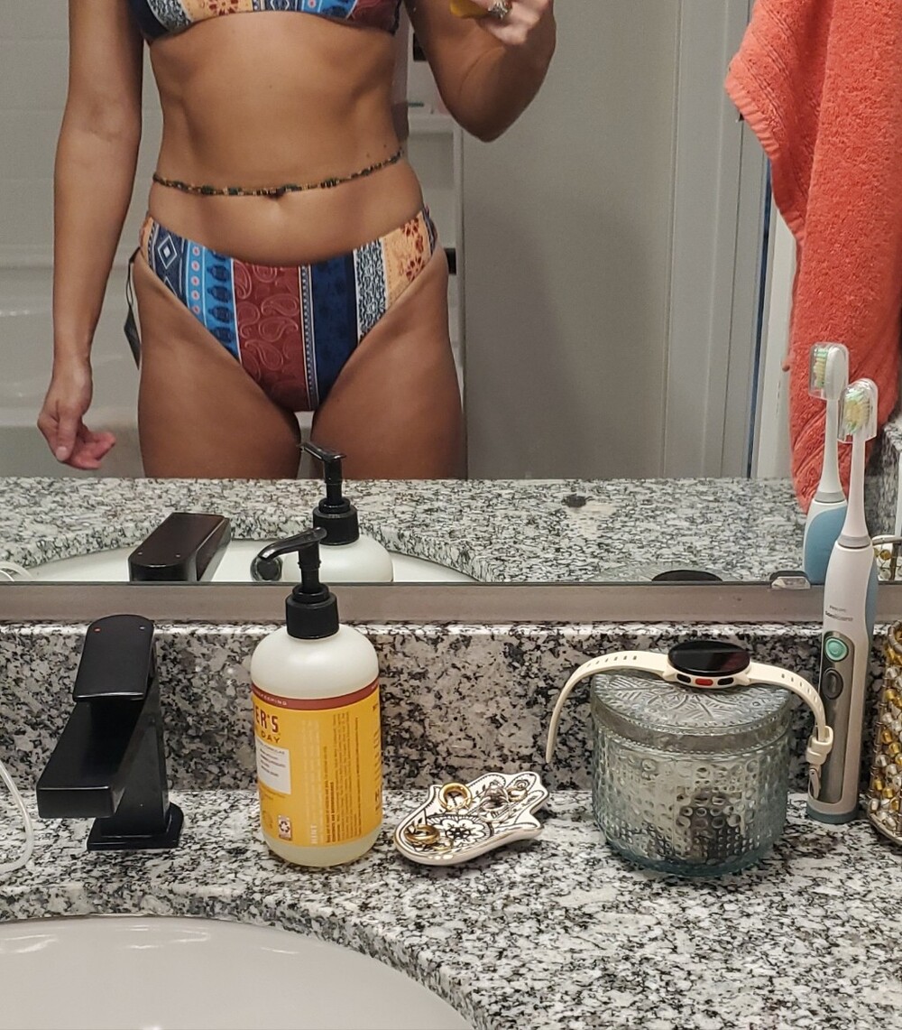 Zaful Multicolor Tribal Stripe Bikini - Blue, Rust, Cream